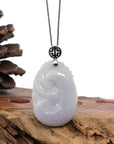 Baikalla Jewelry Jade Guanyin Pendant Necklace Sterling Silver Genuine Lavender Jadeite Jade Ru Yi Pendant Necklace