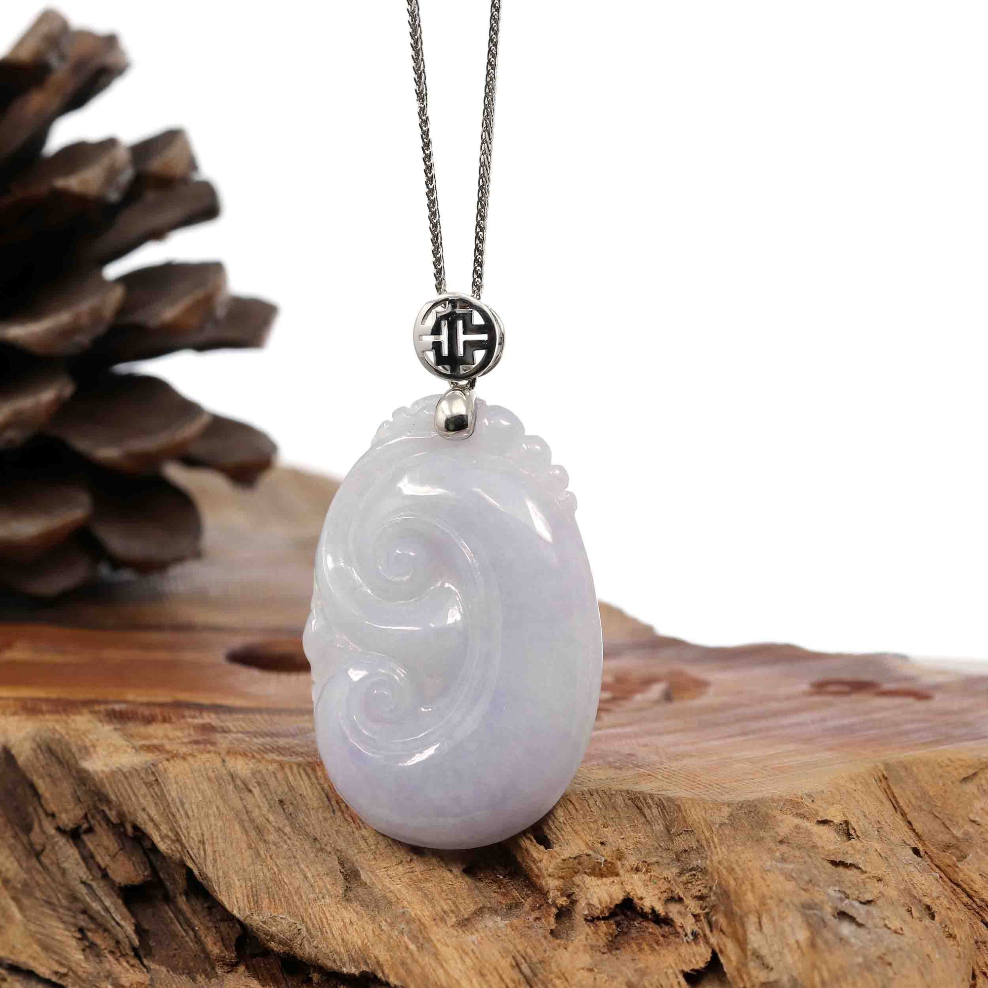 Baikalla Jewelry Jade Guanyin Pendant Necklace Pendant Only Sterling Silver Genuine Lavender Jadeite Jade Ru Yi Pendant Necklace