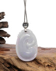 Baikalla Jewelry Jade Guanyin Pendant Necklace Sterling Silver Genuine Lavender Jadeite Jade Ru Yi Pendant Necklace