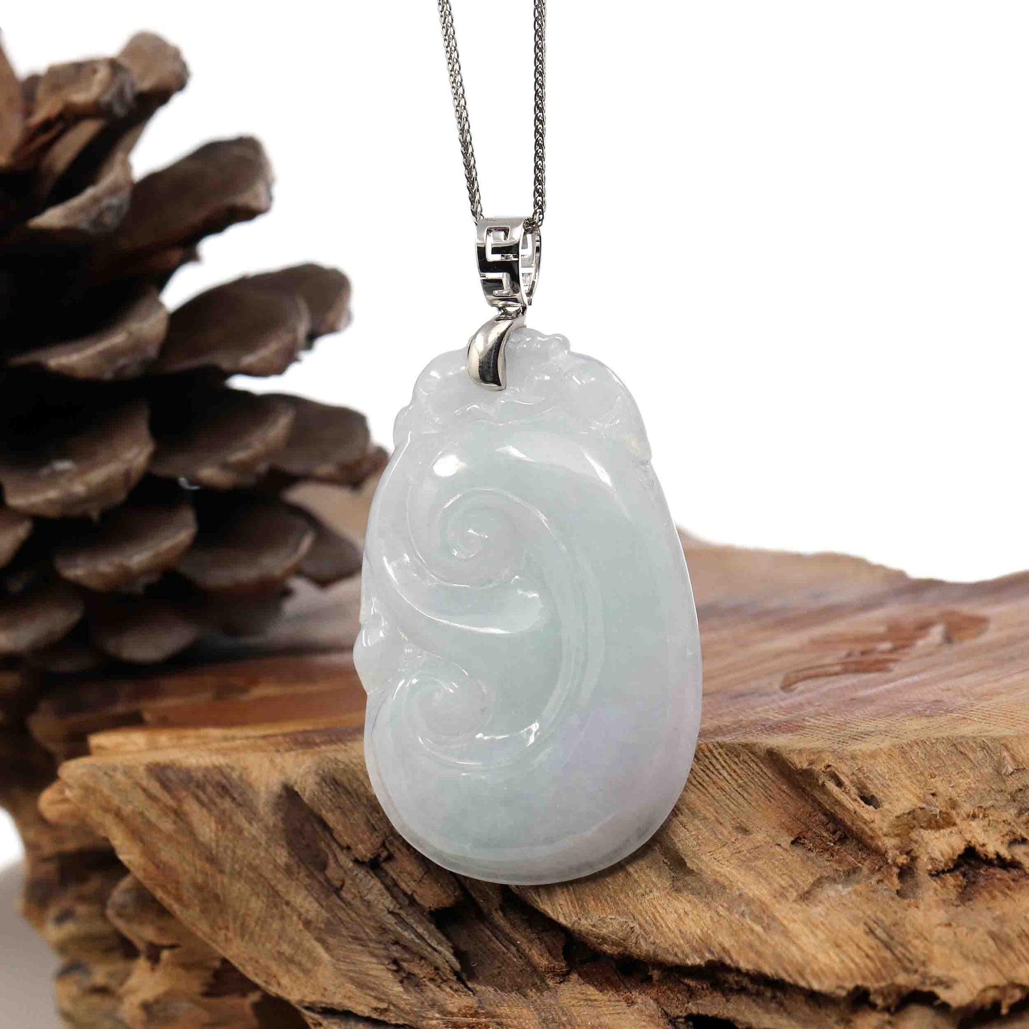 Baikalla Jewelry Jade Guanyin Pendant Necklace Pendant Only Sterling Silver Genuine Lavender Jadeite Jade Ru Yi Pendant Necklace