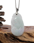 Baikalla Jewelry Jade Guanyin Pendant Necklace Sterling Silver Genuine Lavender Jadeite Jade Ru Yi Pendant Necklace