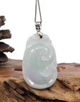 Baikalla Jewelry Jade Guanyin Pendant Necklace Sterling Silver Genuine Lavender Jadeite Jade Ru Yi Pendant Necklace