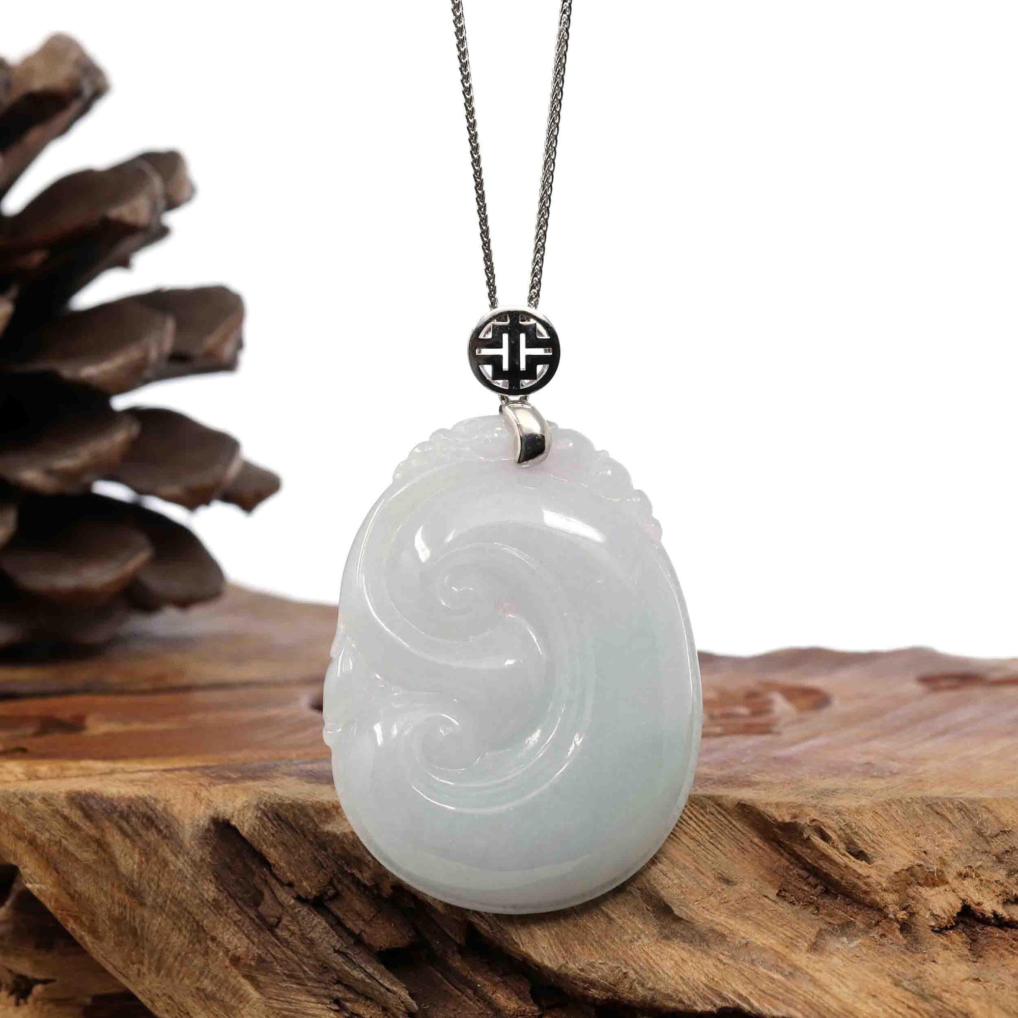 Baikalla Jewelry Jade Guanyin Pendant Necklace Pendant Only Sterling Silver Genuine Lavender Jadeite Jade Ru Yi Pendant Necklace