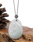 Baikalla Jewelry Jade Guanyin Pendant Necklace Sterling Silver Genuine Lavender Jadeite Jade Ru Yi Pendant Necklace