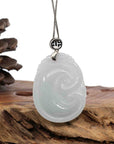 Baikalla Jewelry Jade Guanyin Pendant Necklace Sterling Silver Genuine Lavender Jadeite Jade Ru Yi Pendant Necklace