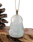 Baikalla Jewelry Jade Guanyin Pendant Necklace "Goddess of Compassion" 14k Yellow Gold Genuine Burmese Jadeite Jade Guanyin Necklace