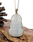 Baikalla Jewelry Jade Guanyin Pendant Necklace Pendant Only "Goddess of Compassion" 14k Yellow Gold Genuine Burmese Jadeite Jade Guanyin Necklace