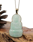 Baikalla Jewelry Jade Guanyin Pendant Necklace "Goddess of Compassion" 18k Yellow Gold Genuine Burmese Jadeite Jade Guanyin Necklace