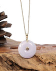 Baikalla Jewelry Gold Jadeite Jade Pendant Necklace Pendant Only "Good Luck Button" Lavender Jadeite Jade Lucky KouKou Pendant With 14K Yellow Gold Bail