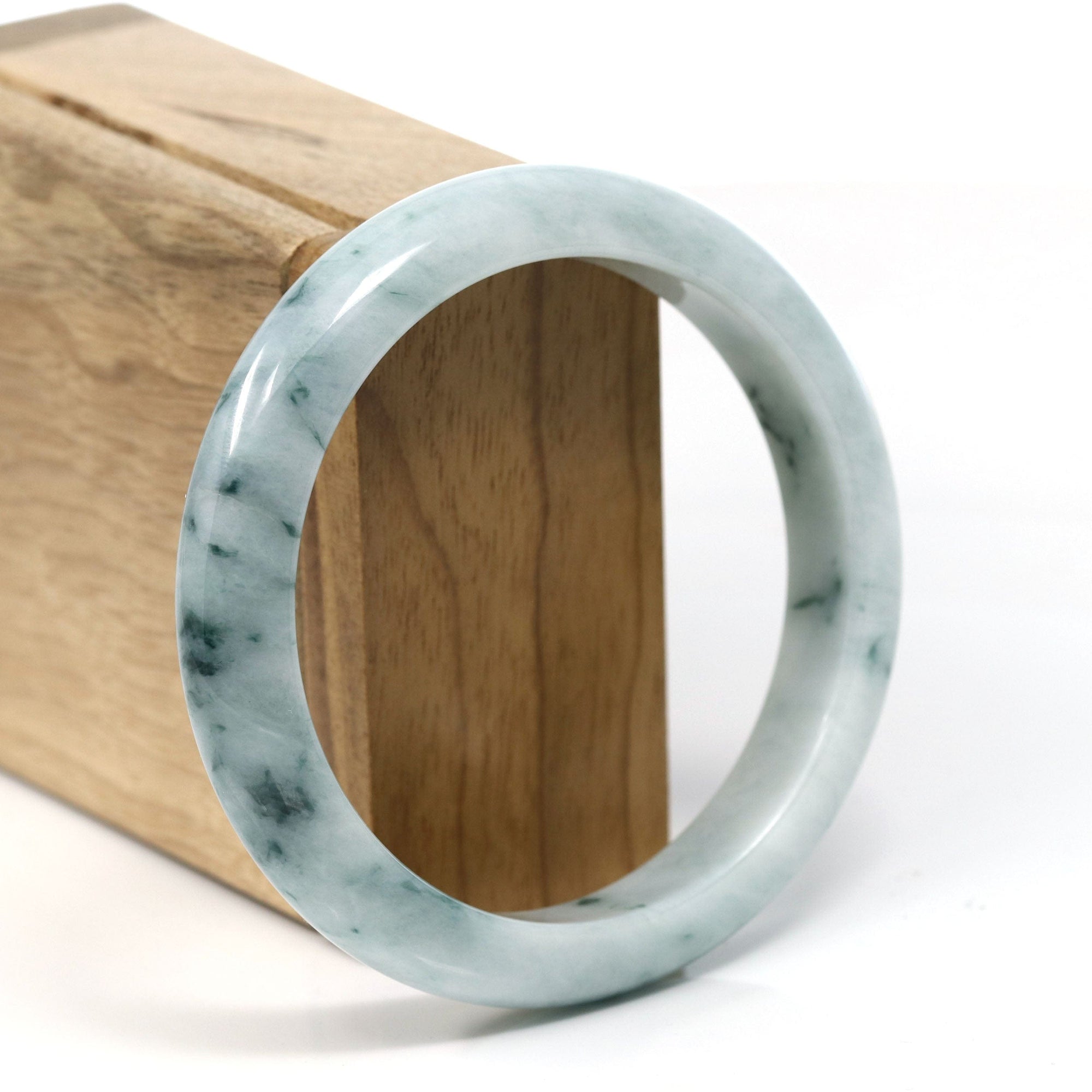 Baikalla Jewelry Jadeite Jade Bangle Bracelet "Classic Bangle" Blue-Green Genuine Burmese Jadeite Jade Bangle Bracelet (59.20 mm) #T232