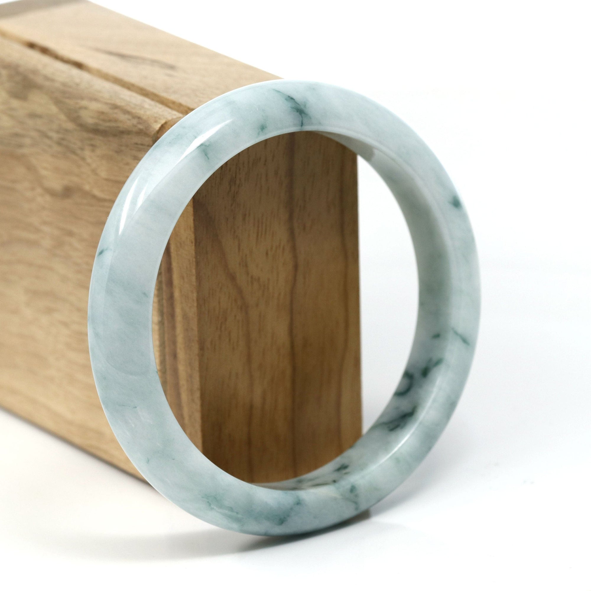 Baikalla Jewelry Jadeite Jade Bangle Bracelet "Classic Bangle" Blue-Green Genuine Burmese Jadeite Jade Bangle Bracelet (59.20 mm) #T232