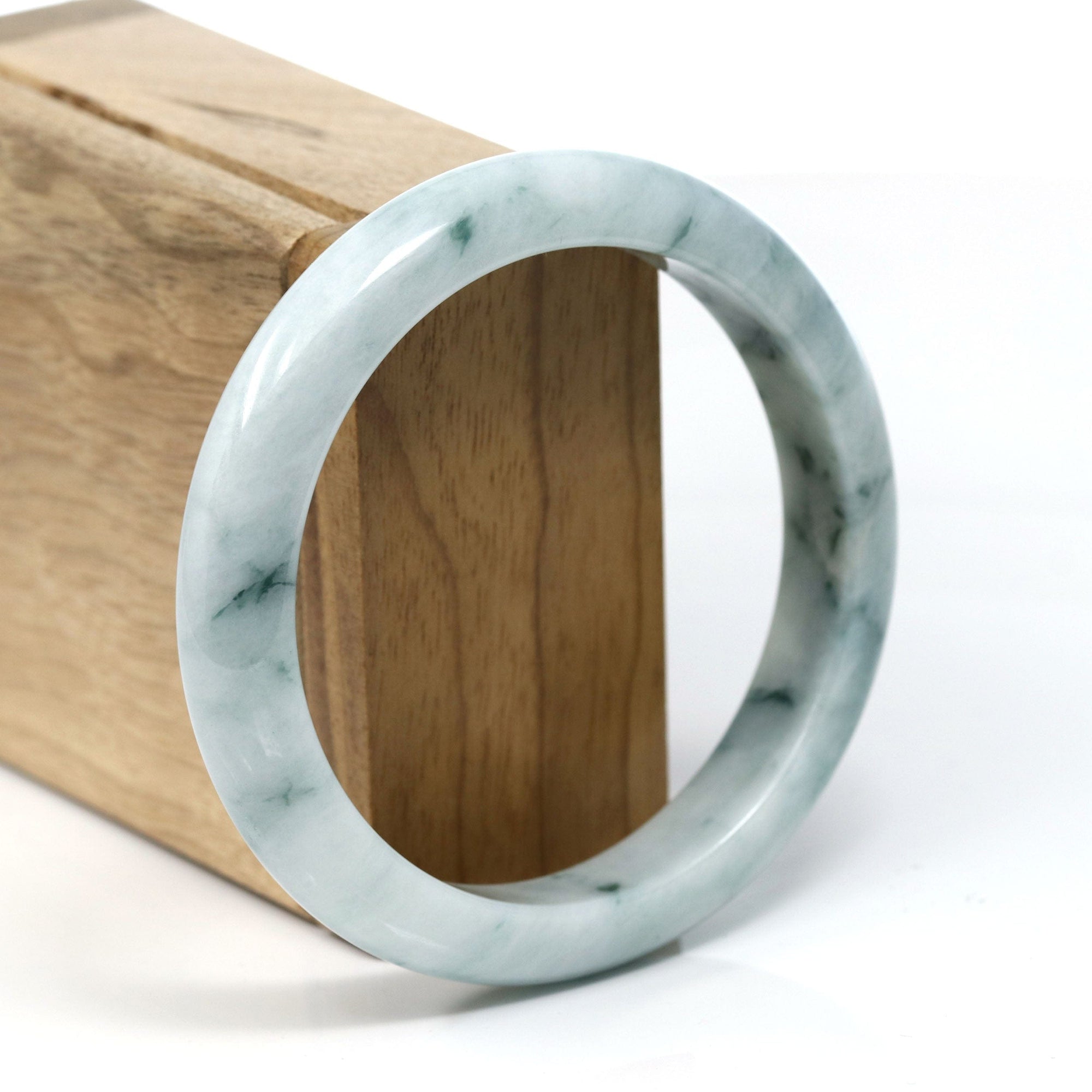 Baikalla Jewelry Jadeite Jade Bangle Bracelet "Classic Bangle" Blue-Green Genuine Burmese Jadeite Jade Bangle Bracelet (59.20 mm) #T232