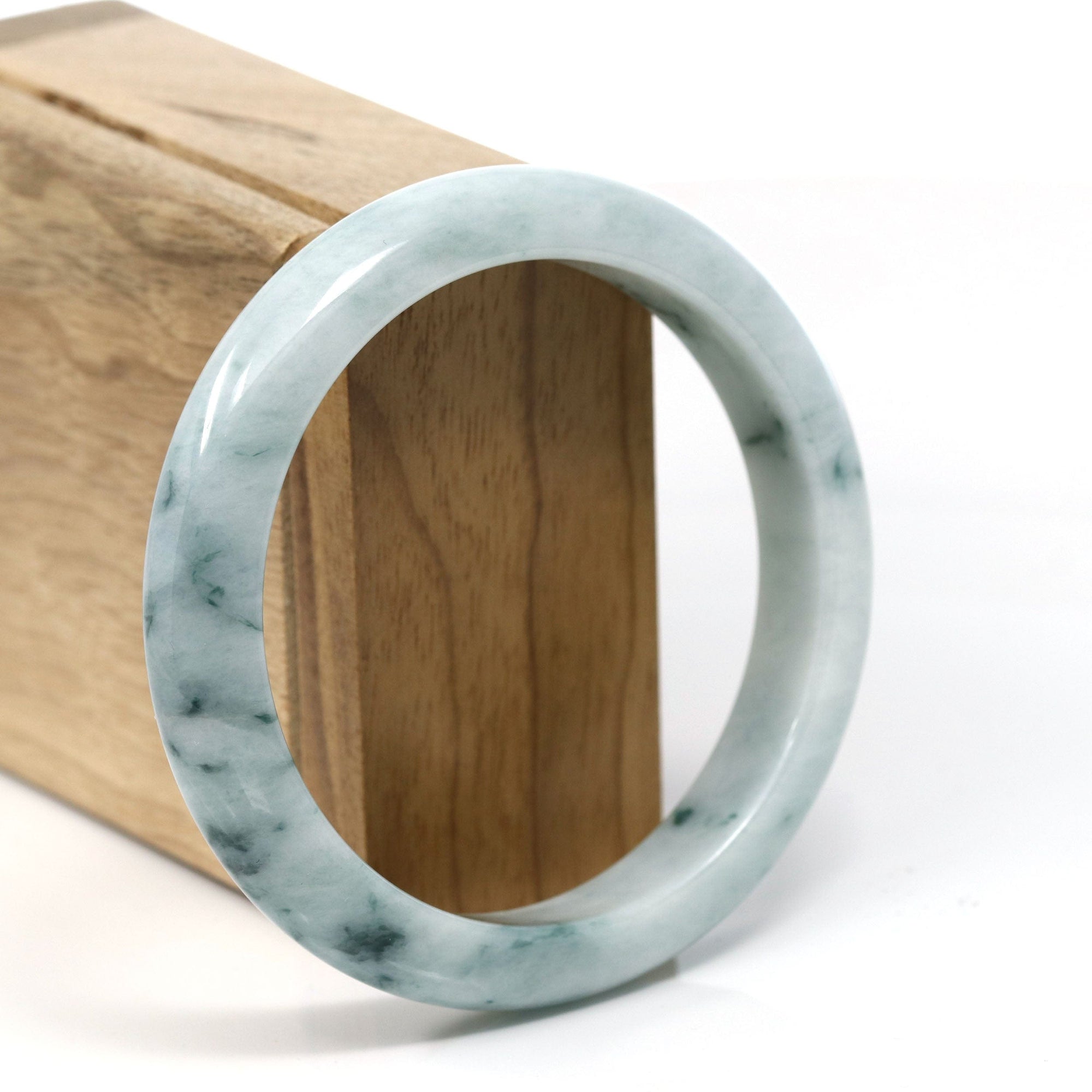 Baikalla Jewelry Jadeite Jade Bangle Bracelet "Classic Bangle" Blue-Green Genuine Burmese Jadeite Jade Bangle Bracelet (59.20 mm) #T232