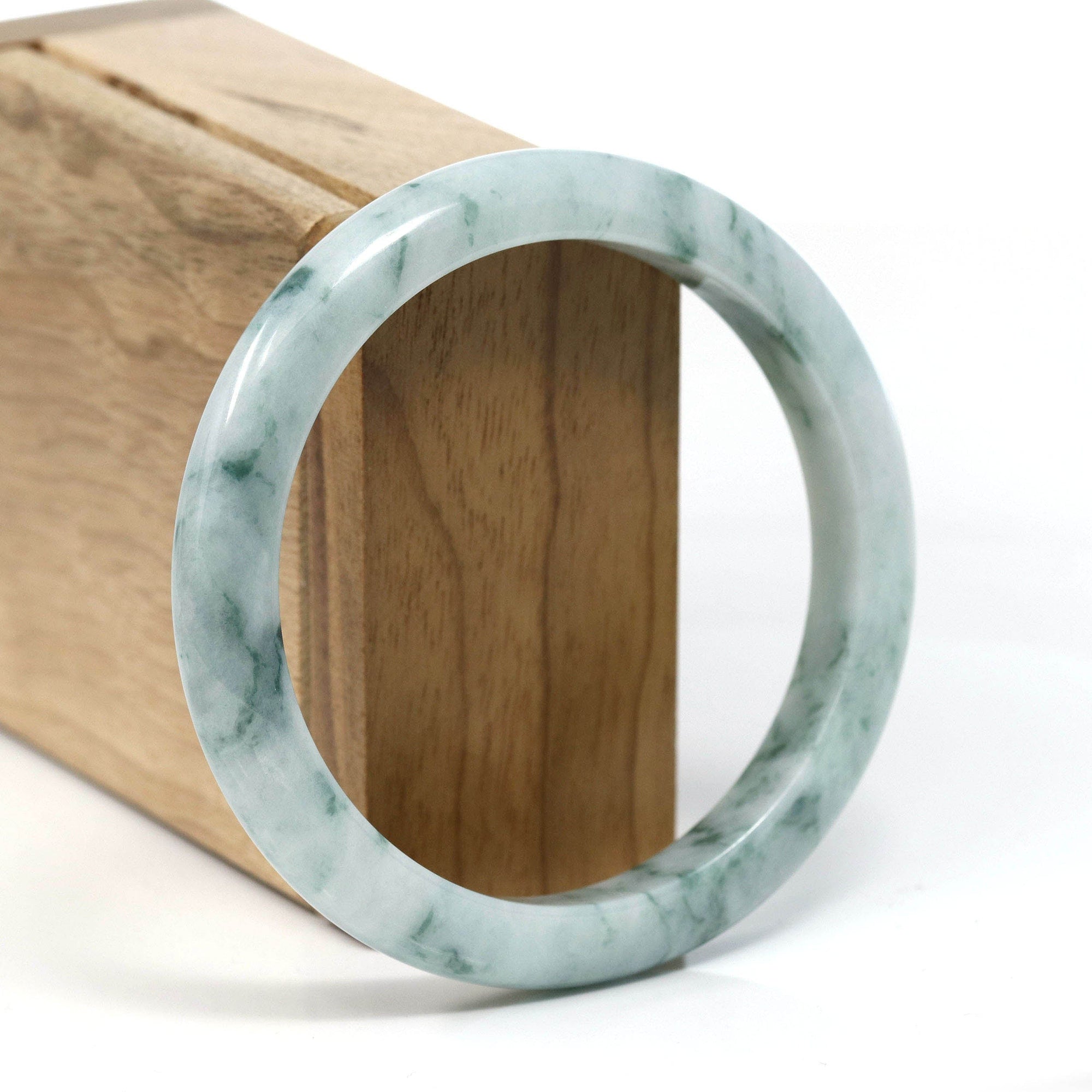 Baikalla Jewelry Jadeite Jade Bangle Bracelet Burmese Blue-Green Jade Jadeite Bangle Bracelet (59.65 mm) T244