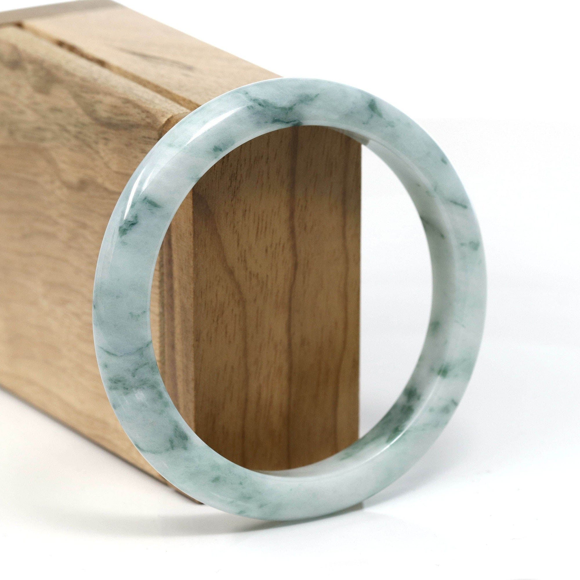 Baikalla Jewelry Jadeite Jade Bangle Bracelet Burmese Blue-Green Jade Jadeite Bangle Bracelet (59.65 mm) T244