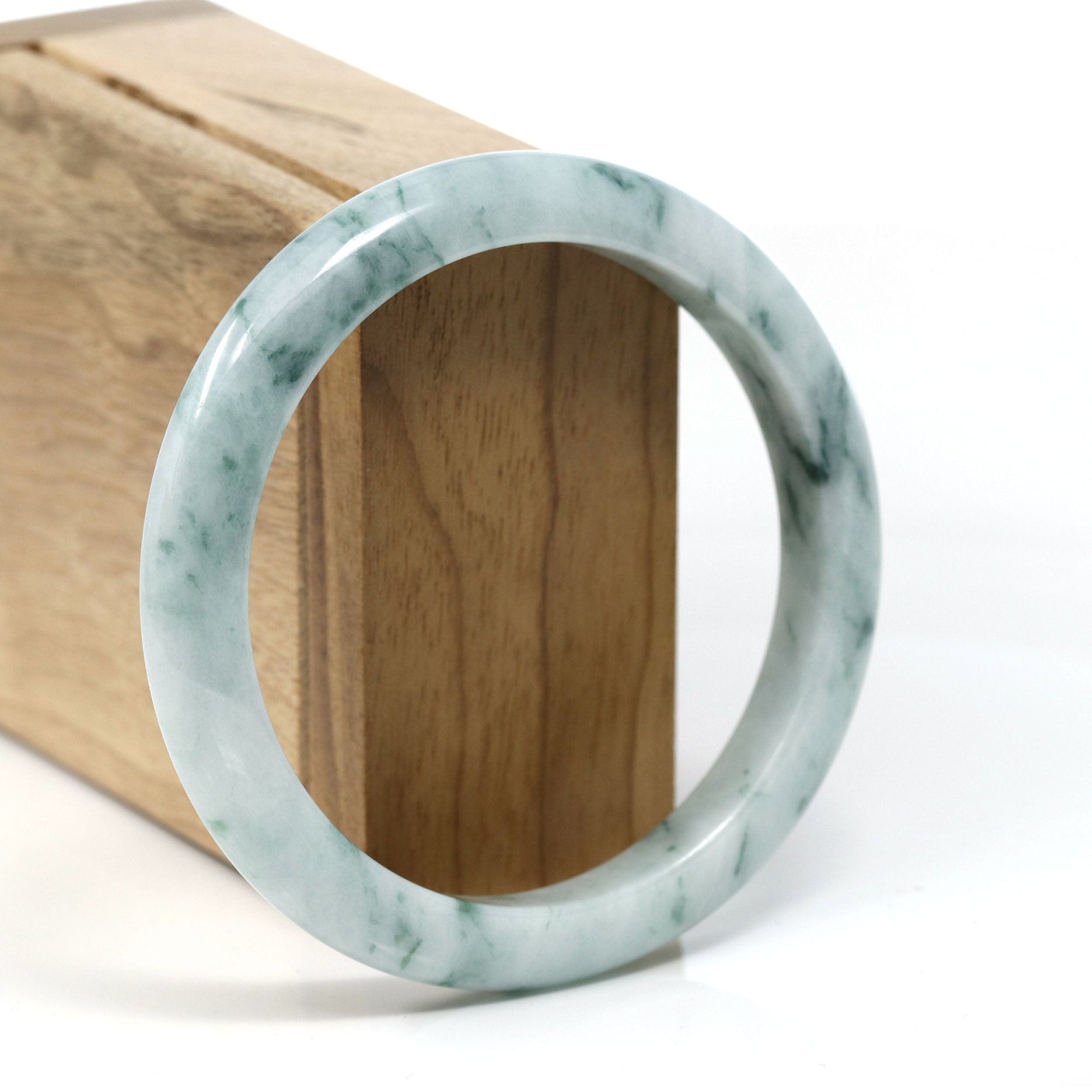 Baikalla Jewelry Jadeite Jade Bangle Bracelet Burmese Blue-Green Jade Jadeite Bangle Bracelet (59.65 mm) T244