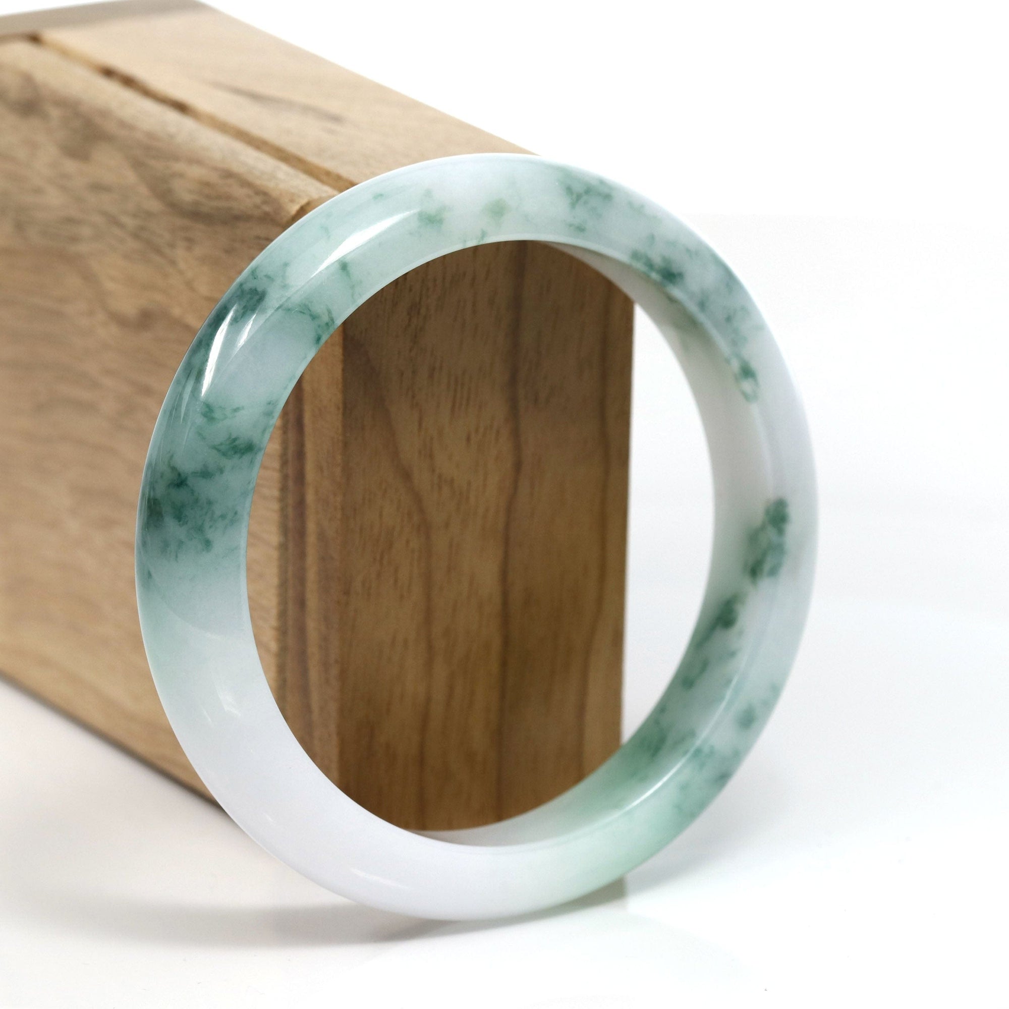 Baikalla Jewelry Jadeite Jade Bangle Bracelet Burmese Blue-Green Jade Jadeite Bangle Bracelet (58.76 mm) T297