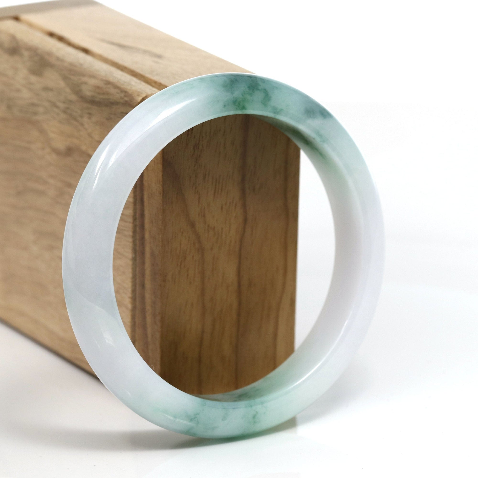 Baikalla Jewelry Jadeite Jade Bangle Bracelet Burmese Blue-Green Jade Jadeite Bangle Bracelet (58.76 mm) T297