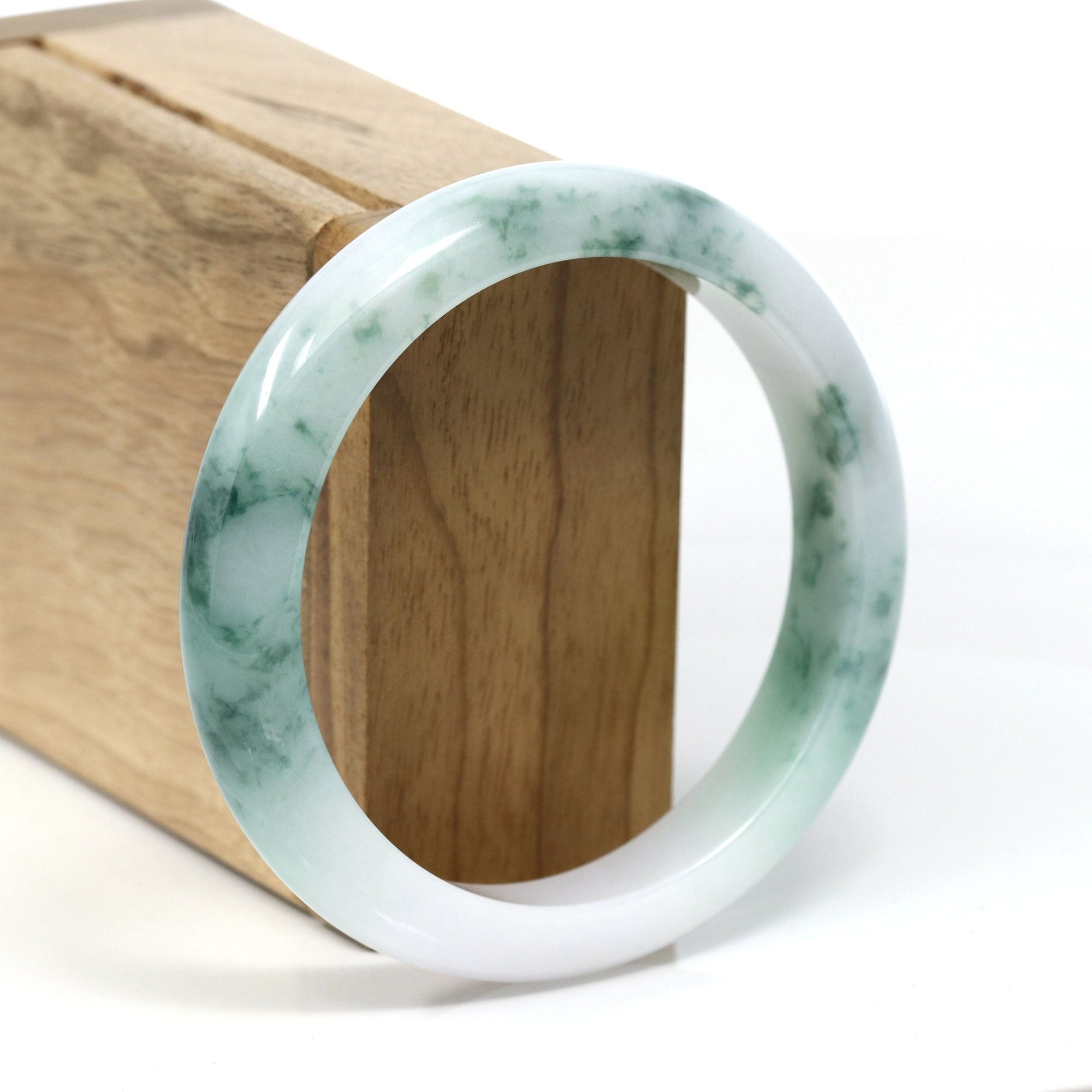 Baikalla Jewelry Jadeite Jade Bangle Bracelet Burmese Blue-Green Jade Jadeite Bangle Bracelet (58.76 mm) T297