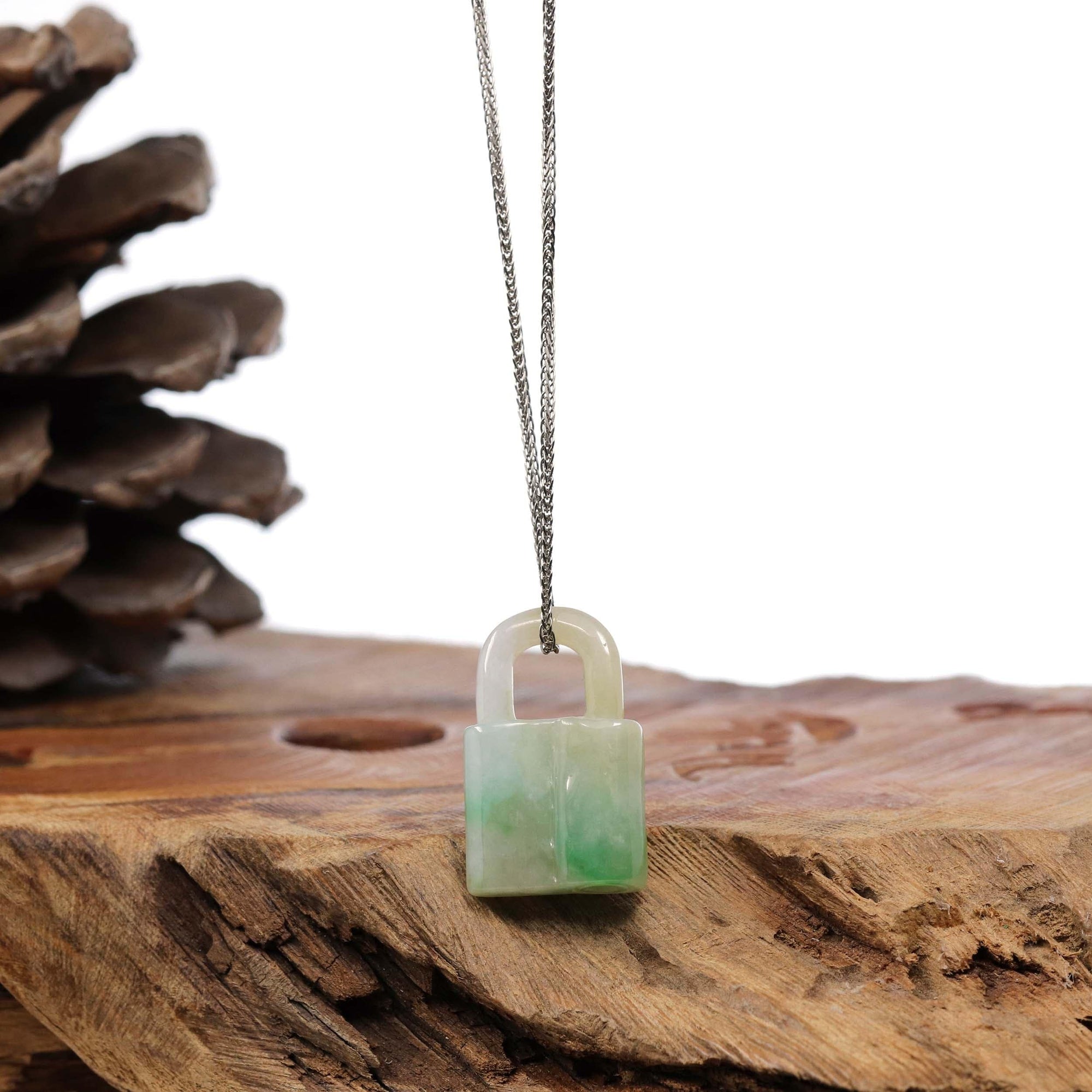 Baikalla Jewelry Jade Pendant Necklace Copy of Baikalla Ice and Green Jadeite Jade Lock Necklace Pendant