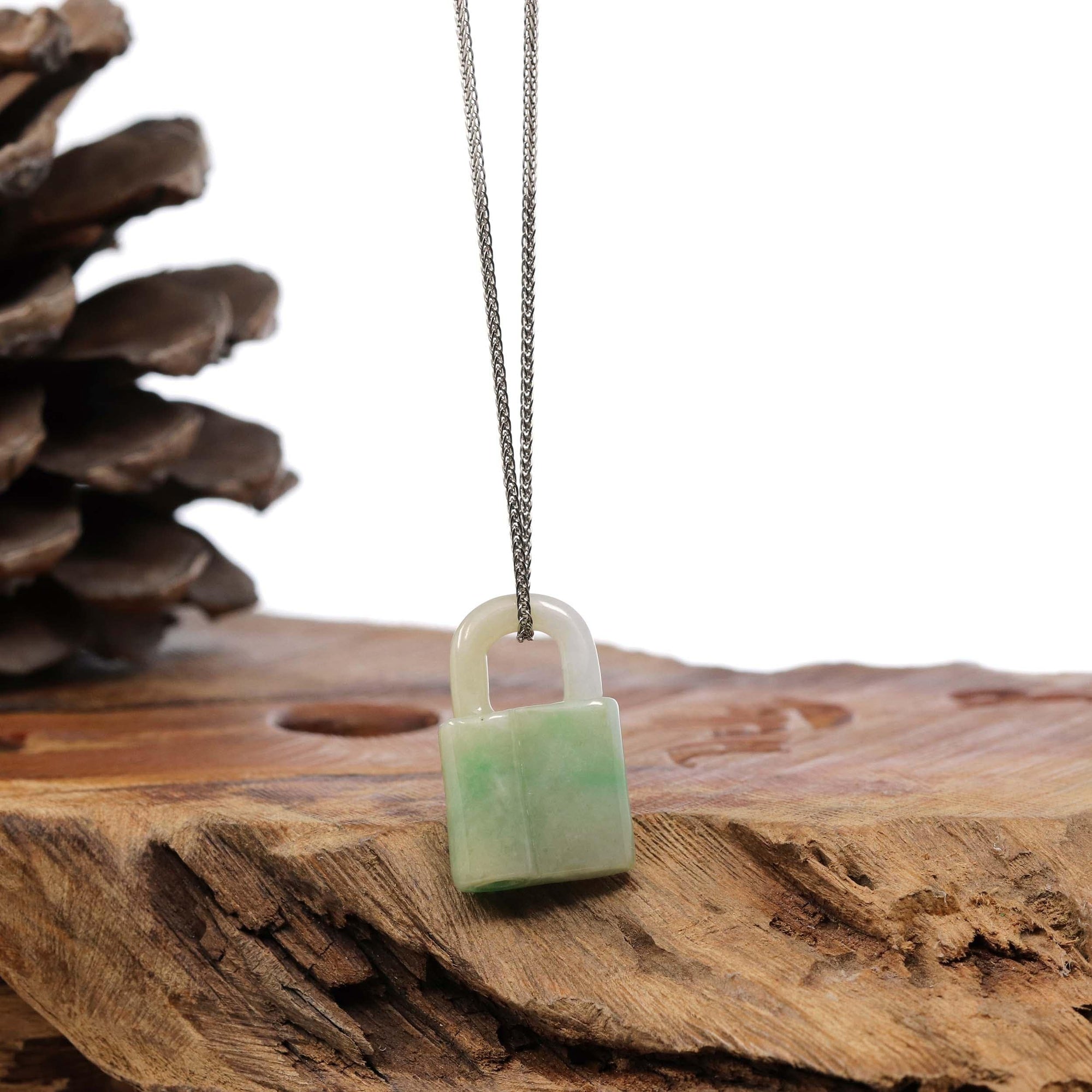 Baikalla Jewelry Jade Pendant Necklace Pedant Only Copy of Baikalla Ice and Green Jadeite Jade Lock Necklace Pendant