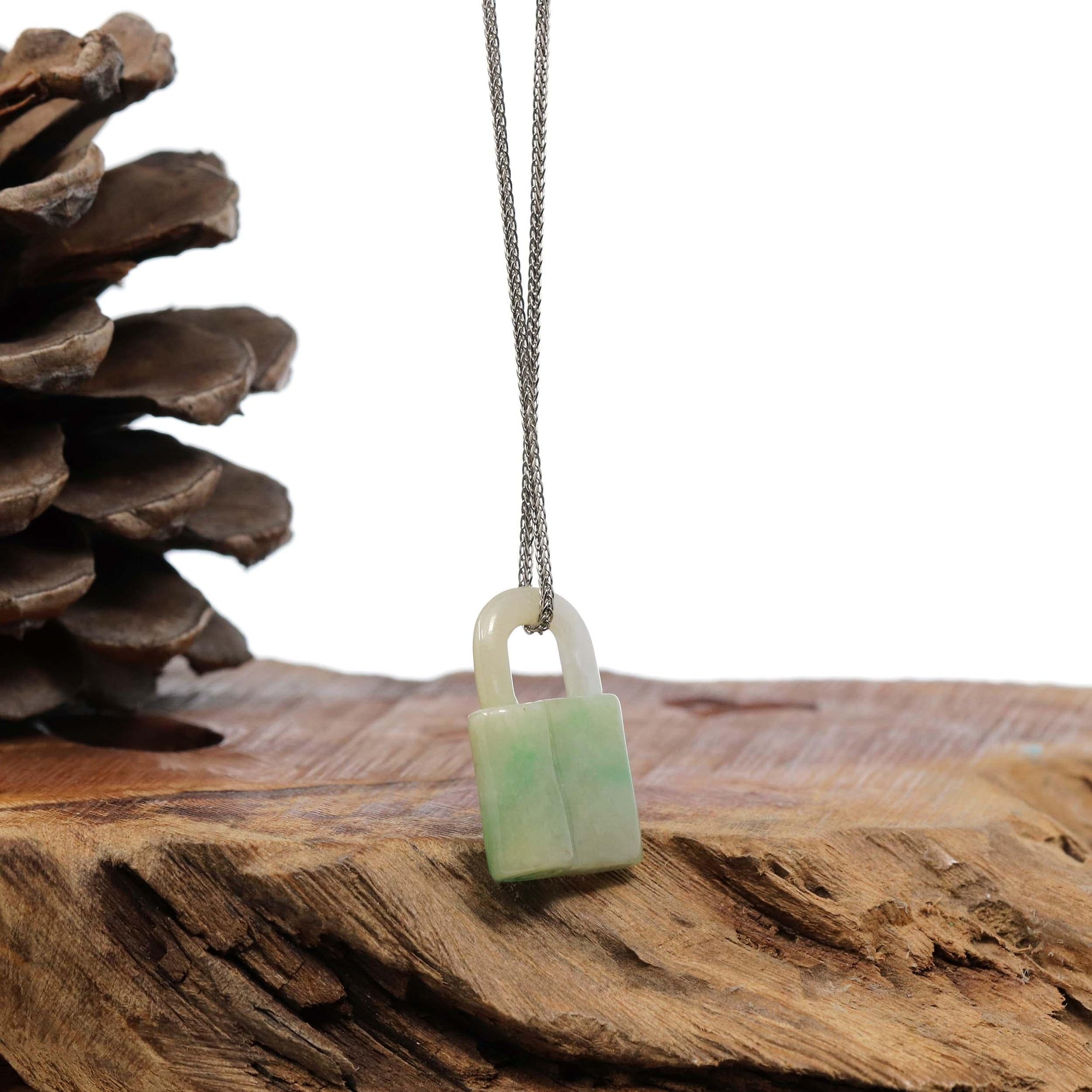 Baikalla Jewelry Jade Pendant Necklace Copy of Baikalla Ice and Green Jadeite Jade Lock Necklace Pendant