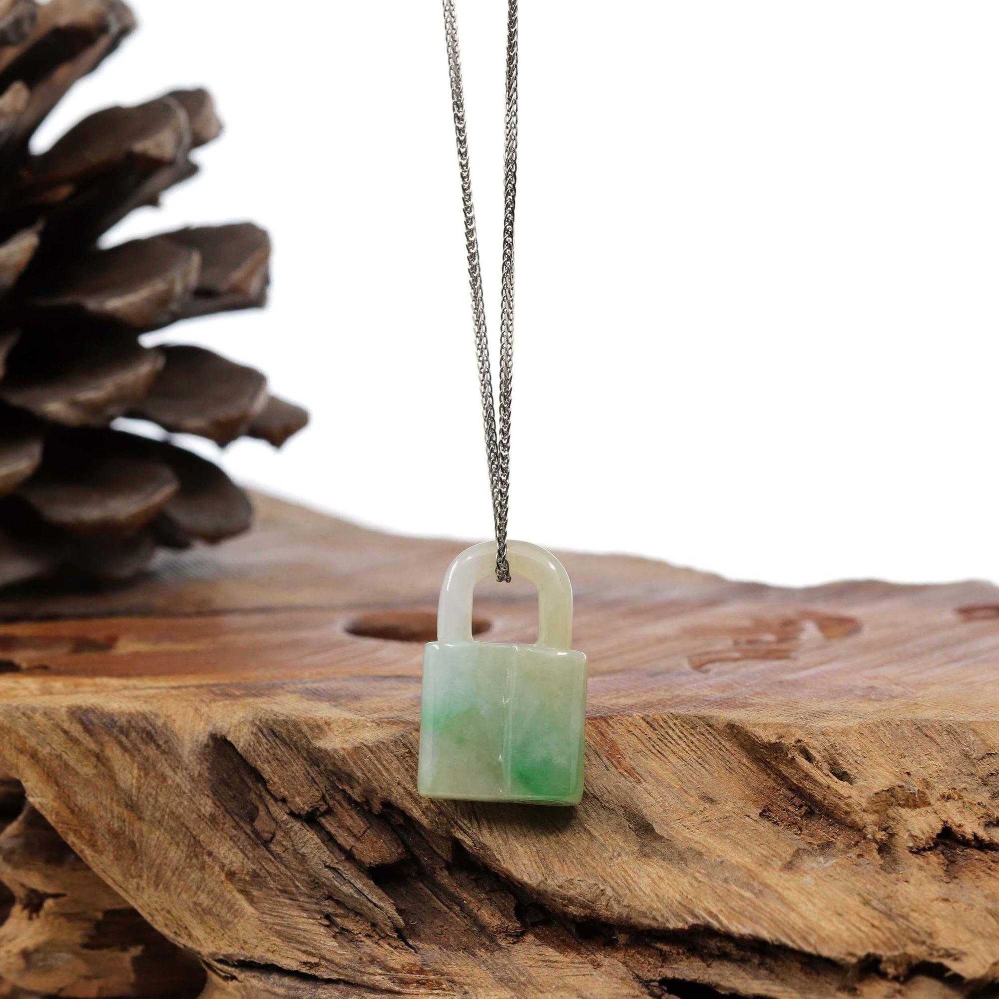 Baikalla Jewelry Jade Pendant Necklace Copy of Baikalla Ice and Green Jadeite Jade Lock Necklace Pendant