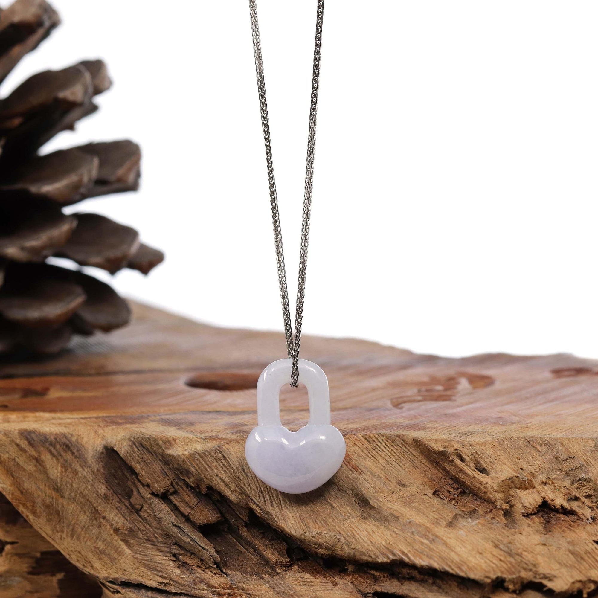 Baikalla Jewelry Jade Pendant Necklace Baikalla Lavender Jadeite Jade Heart Lock Necklace Pendant