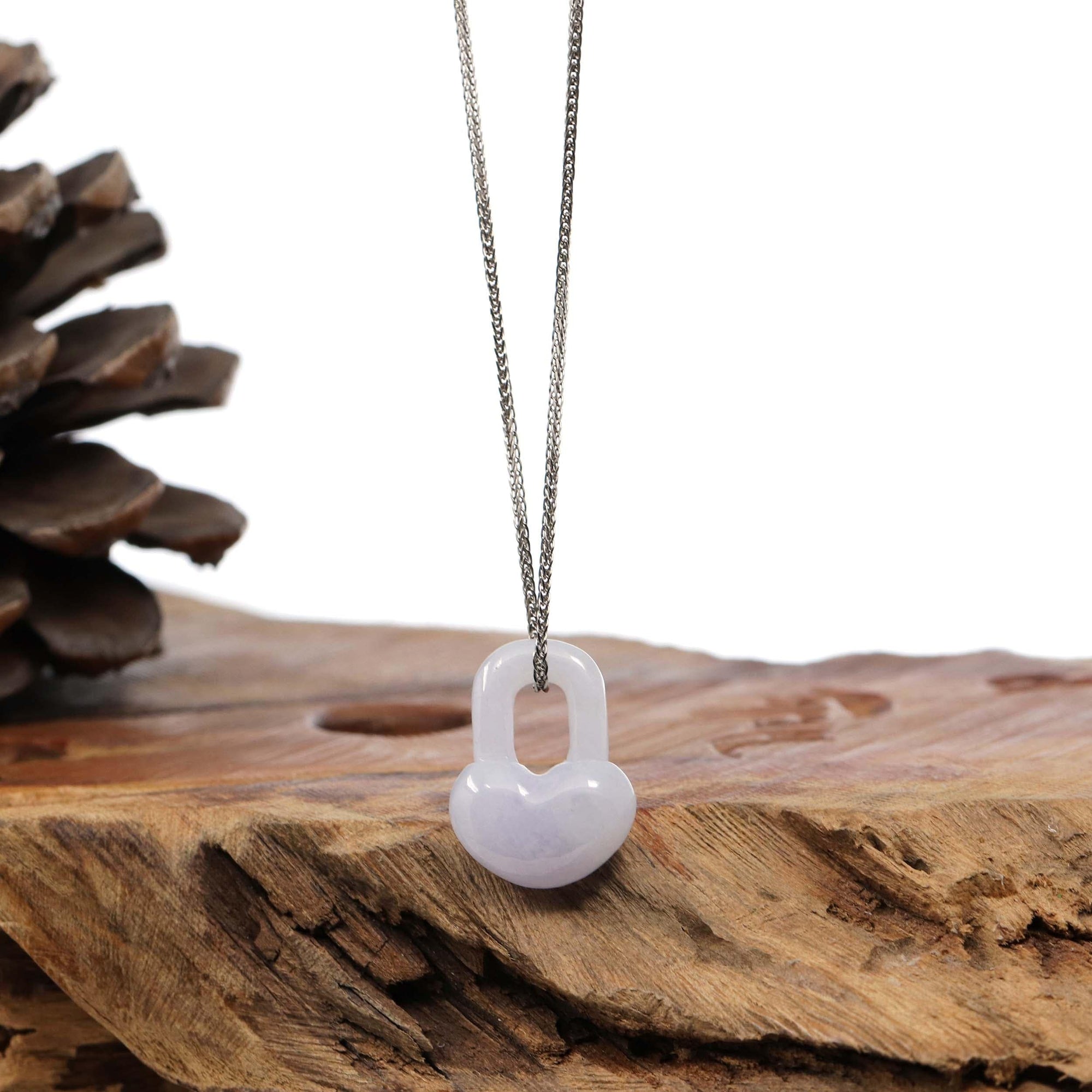 Baikalla Jewelry Jade Pendant Necklace Baikalla Lavender Jadeite Jade Heart Lock Necklace Pendant