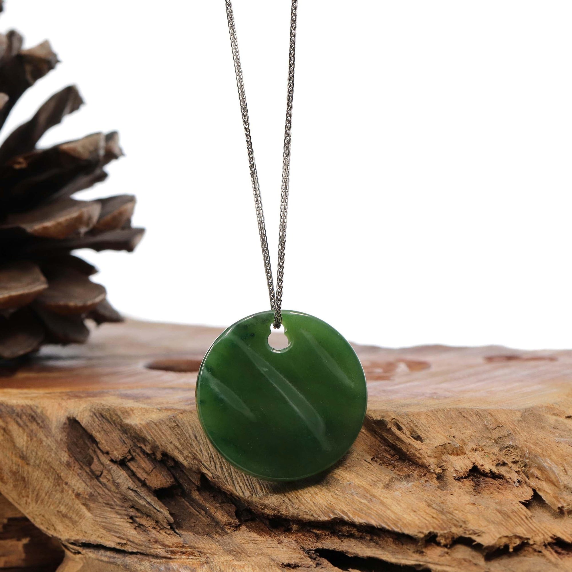 Baikalla Jewelry Jade Pendant Necklace Sterling Silver Nephrite Green Water Pendant Necklace