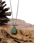 Baikalla Jewelry Jade Pendant Necklace Green Nephrite Jade Lock Pendant Necklace