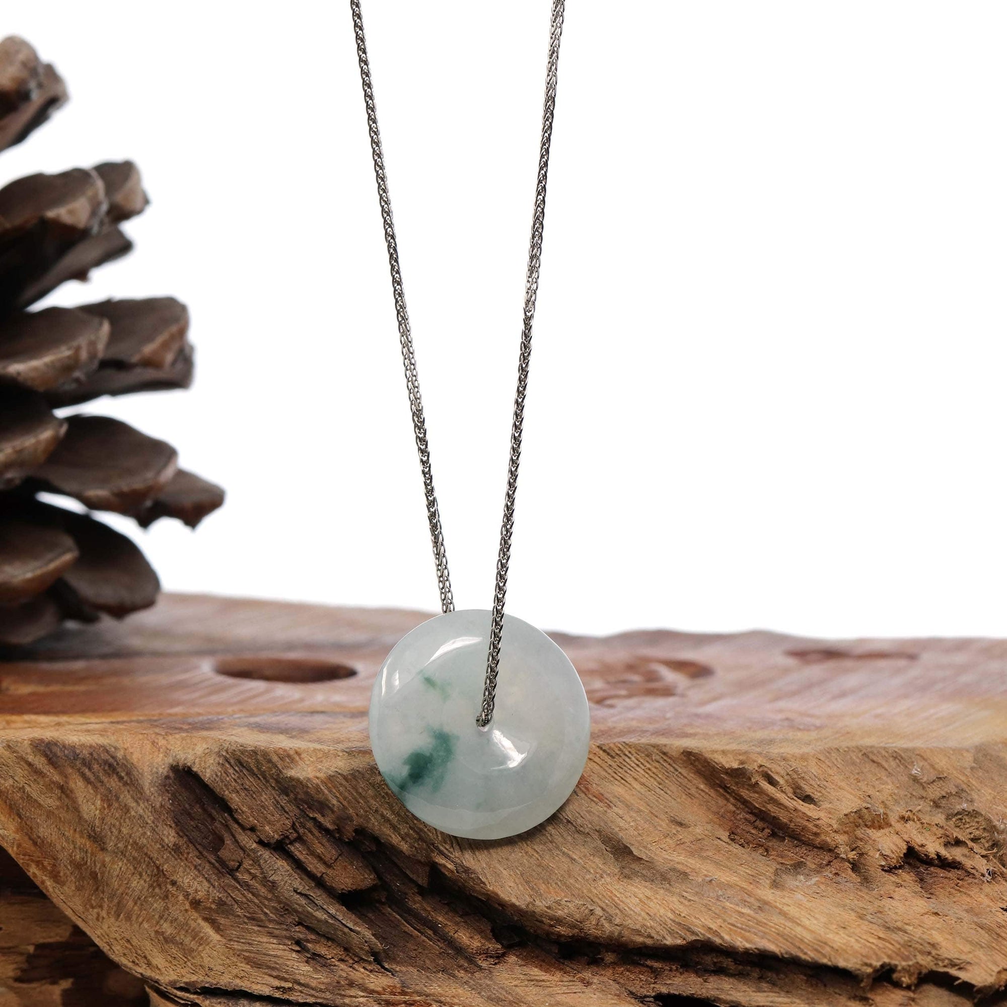 Baikalla Jewelry Jade Pendant Necklace Pendant Only Baikalla™ &quot;Good Luck Button&quot; Necklace Ice Blue Green Jadeite Jade Lucky KouKou Pendant Necklace