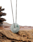 Baikalla Jewelry Jade Pendant Necklace Pendant Only Baikalla™ "Good Luck Button" Necklace Ice Blue Green Jadeite Jade Lucky KouKou Pendant Necklace