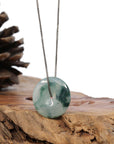 Baikalla Jewelry Jade Pendant Necklace Baikalla™ "Good Luck Button" Necklace Ice Blue Green Jadeite Jade Lucky KouKou Pendant Necklace