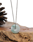 Baikalla Jewelry Jade Pendant Necklace Baikalla™ "Good Luck Button" Necklace Ice Blue Green Jadeite Jade Lucky KouKou Pendant Necklace