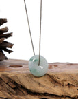 Baikalla Jewelry Jade Pendant Necklace Baikalla™ "Good Luck Button" Necklace Ice Blue Green Jadeite Jade Lucky KouKou Pendant Necklace