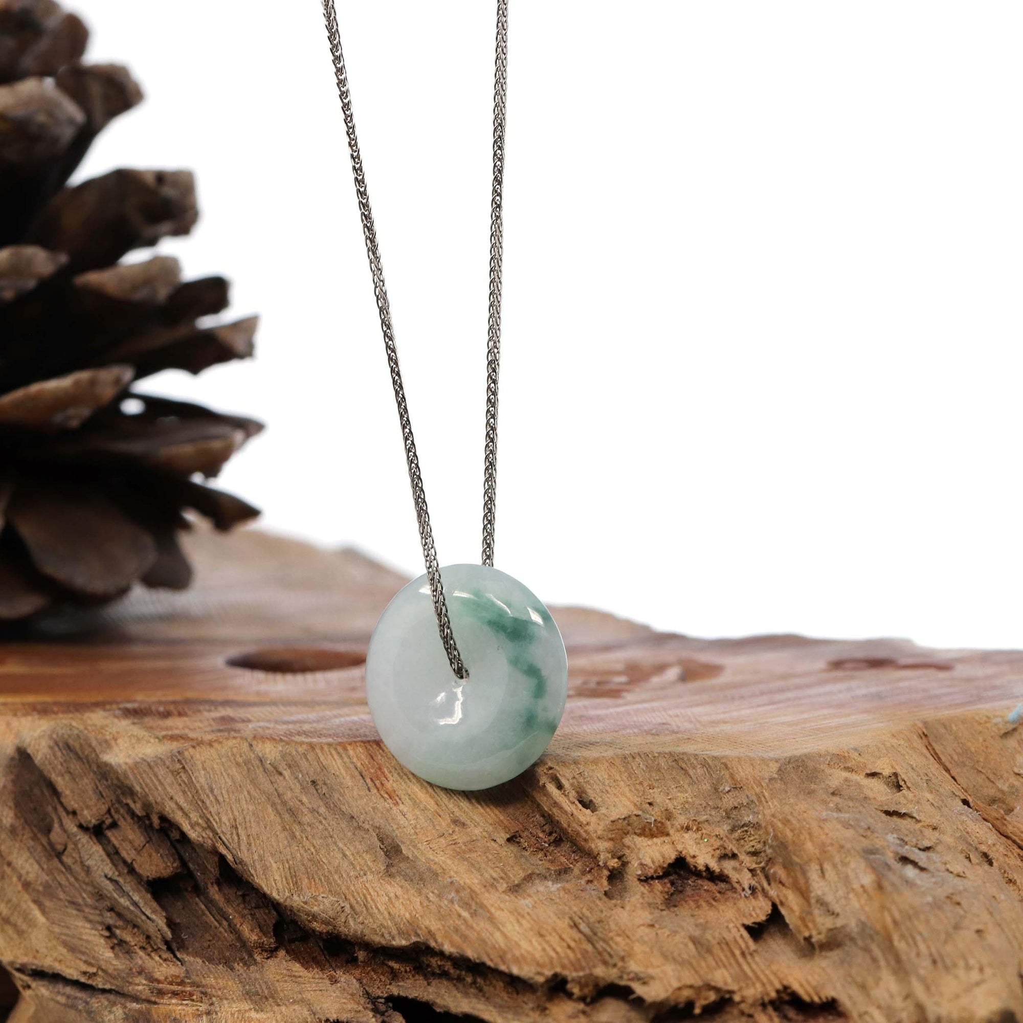 Baikalla Jewelry Jade Pendant Necklace Pendant Only Baikalla™ "Good Luck Button" Necklace Ice Blue Green Jadeite Jade Lucky KouKou Pendant Necklace