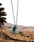 Baikalla Jewelry Jade Pendant Necklace Baikalla™ "Good Luck Button" Necklace Ice Blue Green Jadeite Jade Lucky KouKou Pendant Necklace