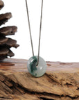 Baikalla Jewelry Jade Pendant Necklace Baikalla™ "Good Luck Button" Necklace Ice Blue Green Jadeite Jade Lucky KouKou Pendant Necklace