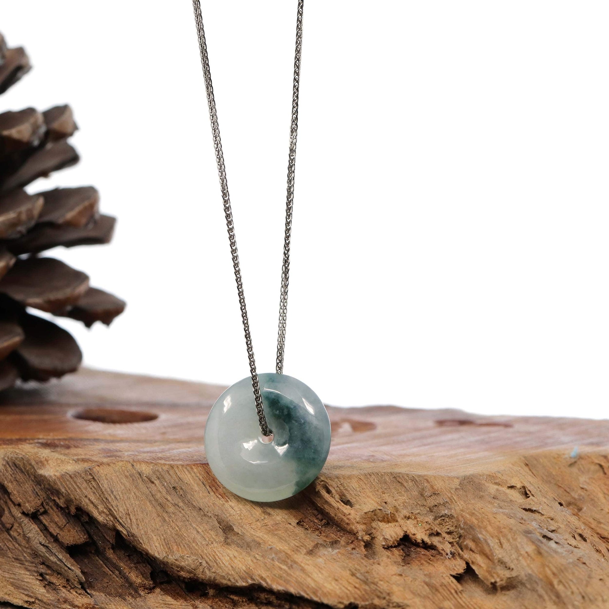 Baikalla Jewelry Jade Pendant Necklace Pendant Only Baikalla™ &quot;Good Luck Button&quot; Necklace Ice Blue Green Jadeite Jade Lucky KouKou Pendant Necklace