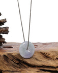 Baikalla Jewelry Jade Pendant Necklace "Good Luck Button" Necklace Lavender Jadeite Jade Lucky Ping An Kou Pendant