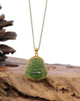 Baikalla Jewelry Jade Pendant Baikalla™ "Laughing Buddha" 24k Yellow Gold Nephrite Jade Necklace Pendant