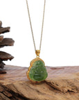 Baikalla Jewelry Jade Pendant Pendant ONLY Baikalla™ "Laughing Buddha" 24k Yellow Gold Nephrite Jade Necklace Pendant