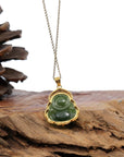 Baikalla Jewelry Jade Pendant Baikalla™ "Laughing Buddha" 24k Yellow Gold Nephrite Jade Necklace Pendant