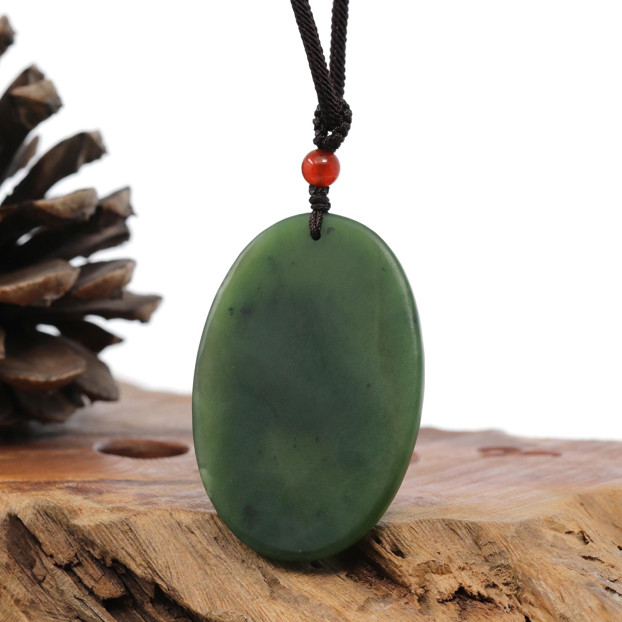 Baikalla Jewelry Jade Carving Necklace Natural Jade 12 Zodiac: Nephrite Jade Horse Pendant Necklace in Deep Green