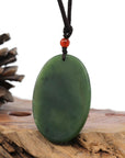 Baikalla Jewelry Jade Carving Necklace Natural Jade 12 Zodiac: Nephrite Jade Horse Pendant Necklace in Deep Green