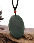 Baikalla Jewelry Jade Carving Necklace Natural Jade 12 Zodiac: Nephrite Jade Dog Pendant Necklace in Deep Green