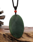 Baikalla Jewelry Jade Carving Necklace Natural Jade 12 Zodiac: Nephrite Jade Sheep Pendant Necklace in Deep Green