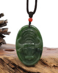 Baikalla Jewelry Jade Carving Necklace Natural Jade 12 Zodiac: Nephrite Jade Ox Pendant Necklace in Deep Green