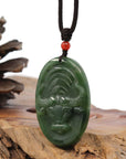 Baikalla Jewelry Jade Carving Necklace Natural Jade 12 Zodiac: Nephrite Jade Ox Pendant Necklace in Deep Green